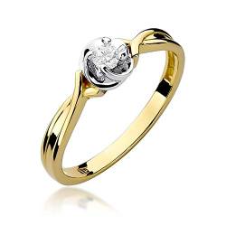 MARKO Damen Goldring mit 0,10 Karat Diamant - Gold Diamant Verlobungsring - 14 Karat Gold (585) - Goldring für Frauen- (Gelbgold, 50 (15.8)) von MARKO