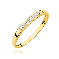MARKO Damen-Goldring mit 0,10Ct Diamanten 14 Karat Gold (585) | Goldring inklusive Box | Goldring für Frauen (Gelbgold, 59 (18.8)) von MARKO