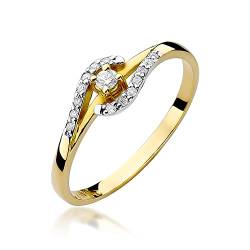 MARKO Damen Goldring mit 0,11 Karat Diamant - Gold-Diamant-Verlobungsring - 14 Karat Gold (585) - Goldring für Frauen (Gelbgold, 51 (16.2)) von MARKO