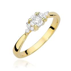 MARKO Damen-Goldring mit 0,11Ct Diamanten 14 Karat Gold (585) | Goldring mit Box | Goldring für Frauen (Gelbgold, 52 (16.5)) von MARKO