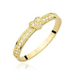 MARKO Damen-Goldring mit 0,11Ct Diamanten in Form eines Herzens, 14 Karat Gold (585) | Goldring inklusive Box | Goldring für Frau (Diamant, 54 (17.2)) von MARKO