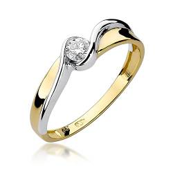 MARKO Damen Goldring mit 0,15 Karat Diamant - Gold Diamant Verlobungsring - 14 Karat Gold (585) - Goldring für Frauen (Gelbgold, 61 (19.5)) von MARKO