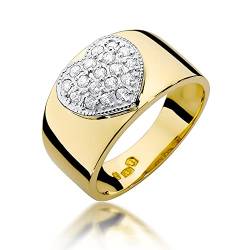 MARKO Damen Goldring mit 0.26 Karat Diamanten Herz - Gold Verlobungsring - 14 Karat Gold 585 - Goldring für Frauen (Gelbgold, 47 (14.8)) von MARKO