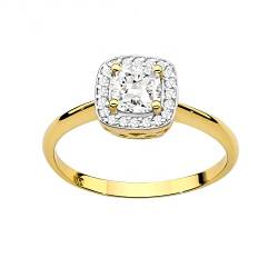 MARKO Damen Goldring mit 0.60 Karat Weißer Saphir und 0.10 Karat Diamanten - Gold Diamant Verlobungsring - 14 Karat Gold (585) - Goldring für Frauen (Gelbgold, 50 (15.8)) von MARKO