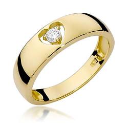 MARKO Damen Verlobungsring aus Gelbgold mit 0,10 Karat Diamanten Herz, 14 Karat Gold (585) Goldring mit Box | Goldring für Frauen Brillanten (Gelbgold, 57 (18.2)) von MARKO
