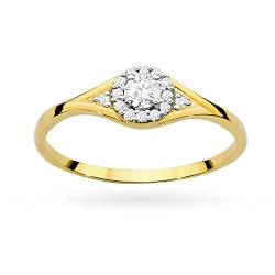MARKO Damen Verlobungsring aus Gelbgold mit 0,17 Karat Diamanten, 14 Karat Gold (585) | Goldring mit Box | Goldring für Frauen (Gelbgold, 53 (16.8)) von MARKO