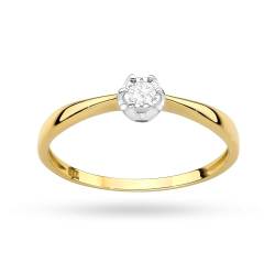 MARKO Damenring aus Gelbgold mit 0,06 Karat Diamanten | 14 Karat Gold 585 | Goldring für Frauen (Gelbgold, 46 (14.5)) von MARKO