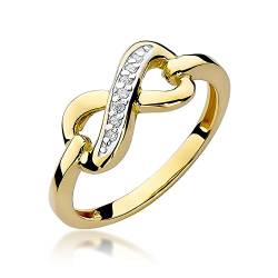 MARKO Damenring aus Gold mit einem unendlichen Diamanten von 0,04 Karat - Gold Diamant Verlobungsring - 14 Karat Gold (585) - Goldring für Frauen (Gelbgold, 63 (20.2)) von MARKO