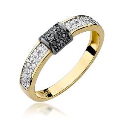MARKO Damenring mit schwarzen Diamanten von 0,05 Karat und Diamanten von 0,14 Karat - Gold Diamant Verlobungsring - 14 Karat Gold 585 - Goldring für Frauen (Gelbgold, 70 (22.5)) von MARKO