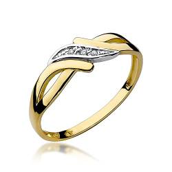 MARKO Geflochtener Damen Goldring mit Diamanten 0.02Ct | 14 Karat Gold (585) | Goldring mit Box | Goldring für Frauen (Gelbgold, 48 (15.2)) von MARKO