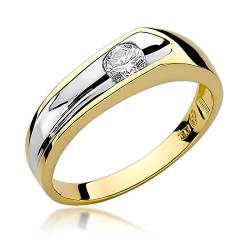 MARKO Gelbgold Damen Verlobungsring mit 0.25Ct Diamant, 14 Karat Gold (585) | Goldring mit Box | Goldring für Frauen r.25 von MARKO