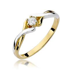 MARKO Gelbgold Klassischer Verlobungsring aus Gold mit 0,10 Karat Diamanten | 14 Karat Gold (585) | Goldring mit Box | Goldring für Frauen (Gelbgold, 51 (16.2)) von MARKO