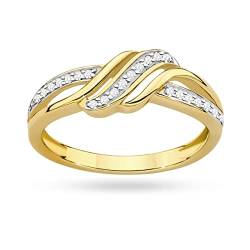 MARKO Gelbgold Ring Verlobungsring aus Gold mit 0.12 Karat Diamanten 14 Karat Gold (585) | Goldring für Frauen (Gelbgold, 53 (16.8)) von MARKO