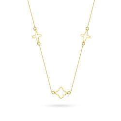 MARKO Gold Klee durchbrochene Halskette Ankerkette Halskette aus 14K Gelbgold (585) | Schmuck für Frauen von MARKO
