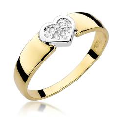 MARKO Herzförmiger Damenring aus Gold mit 0,04 Karat Diamanten | 14 Karat Gold (585) | Goldring mit Box | Goldring für Frauen (Gelbgold, 60 (19.2)) von MARKO