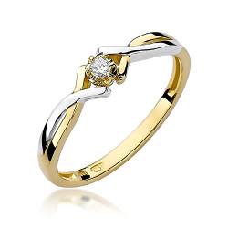 MARKO Klassischer Verlobungsring aus Gold mit 0,04 Karat Diamanten | 14 Karat Gold (585) | Goldring mit Box | Goldring für Frauen (Gelbgold, 66 (21.2)) von MARKO
