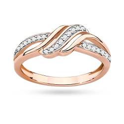 MARKO Roségold Ring Verlobungsring aus Gold mit 0.12 Karat Diamanten 14 Karat Gold (585) | Goldring für Frauen (Roségold, 59 (18.8)) von MARKO