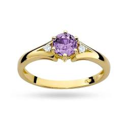 MARKO Verlobungsring 14 Karat (585) aus Gold, verziert mit Amethyst 0,50 Ct und Diamanten sowie einer eleganten Box für den Ring (54 (17.2), Amethyst) von MARKO