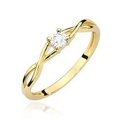 MARKO Verlobungsring Damen Goldring mit 0,03 Karat Diamant - Gold Verlobungsring - 14 Karat Gold 585 - Goldring für Frauen (Gelbgold, 53 (16.8)) von MARKO