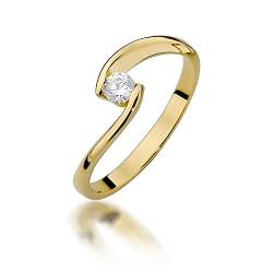 MARKO Verlobungsring Gold Diamant Damen Goldring mit 0.15 Karat Diamant - Gold Verlobungsring - 14 K Gold 585 - Goldring für Frauen (Gelbgold, 55 (17.5)) von MARKO