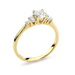 MARKO Verlobungsring aus 14 Karat Gold (585), verziert mit weißem Saphir 0,60 Ct und Diamanten sowie einer eleganten Box für den Ring (52 (16.5), Diamant) von MARKO