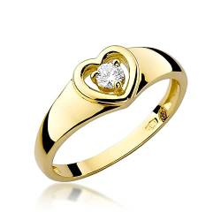 MARKO Verlobungsring aus 14K Gold (585), Ring mit Herz, verziert mit einem zentralen Diamanten von 0,10 Karat | Diamantring | Ring für Frau (Gelbgold, 53 (16.8)) von MARKO