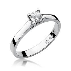 MARKO Weißgold Damen Klassisch Ring Verlobungsring aus Gold mit 0,30 Karat Diamant - 14 Karat Gold (585) - Goldring für Frauen (Weißgold, 52 (16.5)) von MARKO