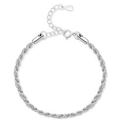 Armband für damen linked chain. Vergoldeter / versilbert Chirurgenstahl damen Armband ideal für Valentinstag und Muttertag Geschenk, Geburtstag... Schmuck damen armbänder (Die Dicke 4mm, Versilbert) von MARLION JEWELS