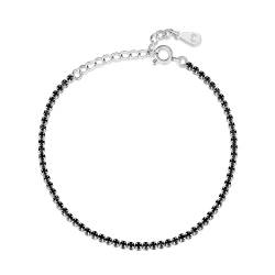 Armband für damen mit Zirkonen. Vergoldeter / versilbert Chirurgenstahl damen Armband ideal für Valentinstag und Muttertag Geschenk, Geburtstag... Schmuck damen armbänder (schwarz, Versilbert) von MARLION JEWELS