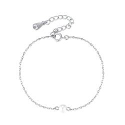 Armband für damen mit weißer Perle. Vergoldeter / versilbert Chirurgenstahl damen Armband ideal für Valentinstag und Muttertag Geschenk, Geburtstag... Schmuck damen armbänder (versilbert) von MARLION JEWELS