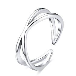 Ring für damen aus silber der verbundenen Linien. Ringe für frauen aus silber mit silberner oder goldener Oberfläche. Schmuck damen ideal für Paare, Mütter, Freundinnen. Damen ringe silber von MARLION JEWELS