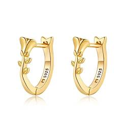 Silber Ohrringe für damen 925 in Form einer Rose. Creolen aus Silber 925 für Damen oder 18K Gold, ideal als Geschenk zum Muttertag... Ohrringe mädchen. Schmuck damen (Vergoldet) von MARLION JEWELS