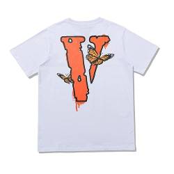 Hip-Hop-V-Hemden für Damen und Herren, modisch, grafische T-Shirts, Rundhalsausschnitt, kurzärmeliges T-Shirt, Weiß8, XL von MARLLCO