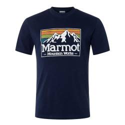 MARMOT Herren Kurzarmshirt Sportshirt Trainingsshirt Gradient Tee Short-Sleeve T-Shirt, Farbe:Blau, Artikel:-2975 Arctic Navy, Größe:L von MARMOT