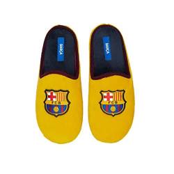MARPEN SLIPPERS, Offizielle FC Barcelona Fußball Winter Hausschuhe Unisex für Herren oder Damen, Offen Gelb, Größe 36-37 von MARPEN SLIPPERS