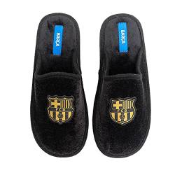 MARPEN SLIPPERS, Offizielle FC Barcelona Fußball Winter Hausschuhe mit flexibler Sohle Unisex für Herren oder Damen, Schwarz Offen, Größe 38 von MARPEN SLIPPERS