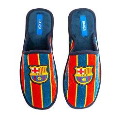 MARPEN SLIPPERS, Offizielle FC Barcelona Fußball Winter Hausschuhe mit flexibler Sohle für Kinder Jungen oder Mädchen, Trikolore Offene, Größe 35 von MARPEN SLIPPERS