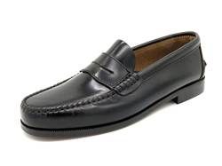 MARTTELY Herren Slipper Business Schuhe Ledersohle Rahmengenäht Premium Penny Loafer Anzugschuhe Slip-On Halbschuhe klassisch elegant Schwarz Größe 40 EU von MARTTELY