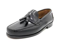 MARTTELY Herren Slipper Business Schuhe Ledersohle Rahmengenäht Premium Tassel Loafer Anzugschuhe Slip-On Halbschuhe klassisch elegant Black Schwarz 43 EU von MARTTELY