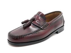 MARTTELY Herren Slipper Business Schuhe Ledersohle Rahmengenäht Premium Tassel Loafer Anzugschuhe Slip-On Halbschuhe klassisch elegant Bordeaux Rot 43 EU von MARTTELY