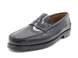 MARTTELY Herren Slipper Business Schuhe Rahmengenäht Penny Loafer Gummi Sohle Anzugschuhe Slip-On Halbschuhe klassisch elegant Black Schwarz 42 EU von MARTTELY