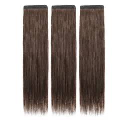 Remy Clip-in-Haarverlängerungen, gerade, echte Echthaarverlängerungen, nahtlose, weiche PU-Haarverlängerung for Anklipsen (Color : Dark brown, Size : 3pcs 50cm) von MARXAN