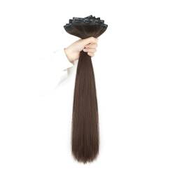 Remy Clip-in-Haarverlängerungen, gerade, echte Echthaarverlängerungen, nahtlose, weiche PU-Haarverlängerung for Anklipsen (Color : Dark brown, Size : 5pcs 40cm) von MARXAN