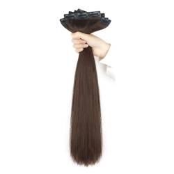 Remy Clip-in-Haarverlängerungen, gerade, echte Echthaarverlängerungen, nahtlose, weiche PU-Haarverlängerung for Anklipsen (Color : Dark brown, Size : 5pcs 50cm) von MARXAN