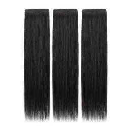 Remy Clip-in-Haarverlängerungen, gerade, echte Echthaarverlängerungen, nahtlose, weiche PU-Haarverlängerung for Anklipsen (Color : Natural black, Size : 3pcs 50cm) von MARXAN