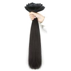 Remy Clip-in-Haarverlängerungen, gerade, echte Echthaarverlängerungen, nahtlose, weiche PU-Haarverlängerung for Anklipsen (Color : Natural black, Size : 5pcs 60cm) von MARXAN