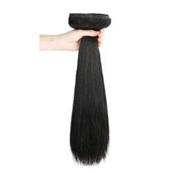 Remy Clip-in-Haarverlängerungen, gerade, echte Echthaarverlängerungen, nahtlose, weiche PU-Haarverlängerung for Anklipsen (Color : Natural black, Size : 8pcs 60cm) von MARXAN