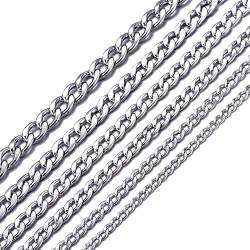 MASADA Herren Edelstahl Halskette von fein bis massiv breit Panzerkette, Silber - 0,8 Cm Breit von MASADA