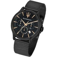 MASERATI Chronograph Maserati Edelstahl Armband-Uhr, Herrenuhr Edelstahlarmband, rundes Gehäuse, groß (ca. 48x42mm) schwarz von MASERATI