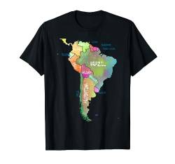 Aquarell Karte von Südamerika TShirt Brasilien Argentinien T-Shirt von MASH MOSH